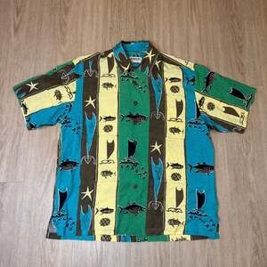 Kahala Avi Kiriaty Print Collection Hawaiian Shirt Size L